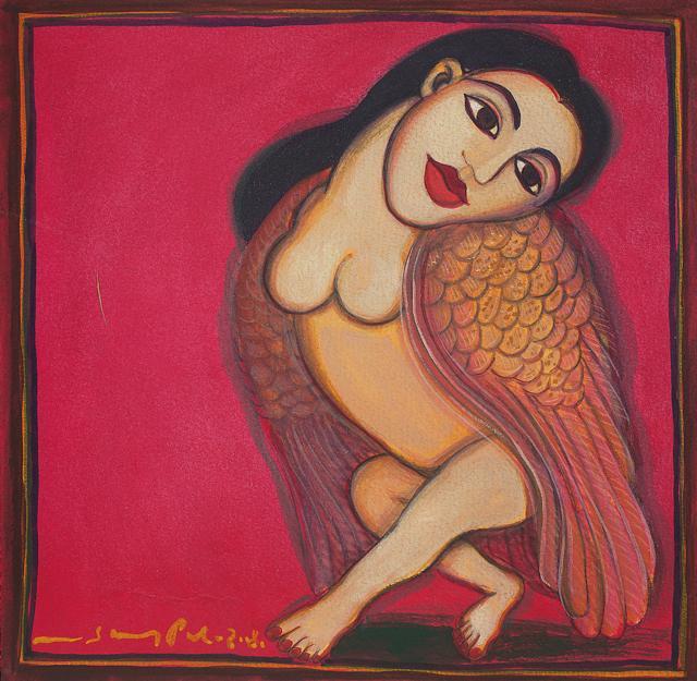 Kinnari (2008), Gogi Saroj Pal, Gouache on handmade paper (Photo: DAG Modern) Kinnari (2008), Gogi Saroj Pal, Gouache on handmade paper (Photo: DAG Modern)
