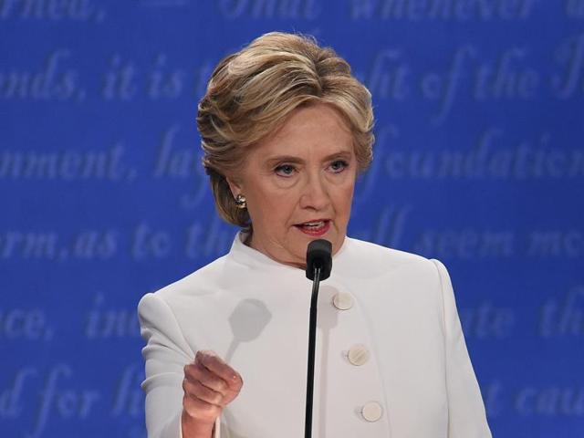 Democratic nominee Hillary Clinton speaks during the final presidential debate at the Thomas & Mack Center on the campus of the University of Las Vegas in Las Vegas, Nevada. (AFP Photo) Democratic nominee Hillary Clinton speaks during the final presidential debate at the Thomas & Mack Center on the campus of the University of Las Vegas in Las Vegas, Nevada. (AFP Photo)