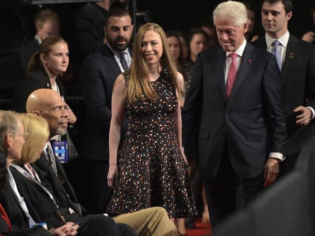 Former US president Bill Clinton (right) and daughter Chelsea Clinton arrive for the third and final presidential debate. (AFP Photo) Former US president Bill Clinton (right) and daughter Chelsea Clinton arrive for the third and final presidential debate. (AFP Photo)