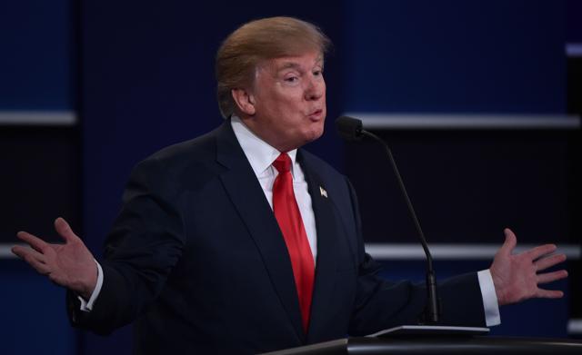 Republican presidential nominee Donald Trump speaks during the third and final debate with Democratic nominee Hillary Clinton. (AFP Photo) Republican presidential nominee Donald Trump speaks during the third and final debate with Democratic nominee Hillary Clinton. (AFP Photo)