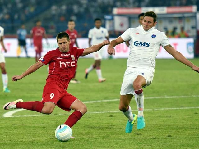 NorthEast United have led the standings since their opening day win over Kerala Blasters FC. (Virendra Singh Gosain/HT PHOTO) NorthEast United have led the standings since their opening day win over Kerala Blasters FC. (Virendra Singh Gosain/HT PHOTO)