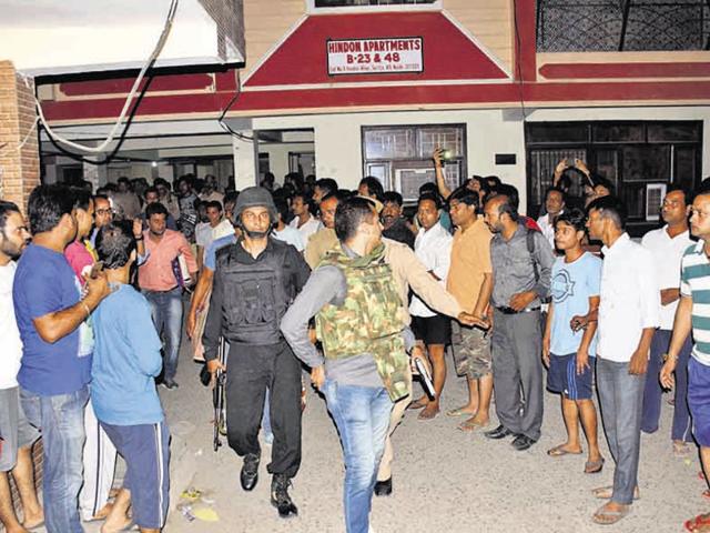 The ATS on Wednesday obtained a police remand of four accused — Ranjit Paswan, Ashish Saraswat, Krishna Ram and Pawan Jha — all of whom were arrested from Noida. (Hindustan Times) The ATS on Wednesday obtained a police remand of four accused — Ranjit Paswan, Ashish Saraswat, Krishna Ram and Pawan Jha — all of whom were arrested from Noida. (Hindustan Times)