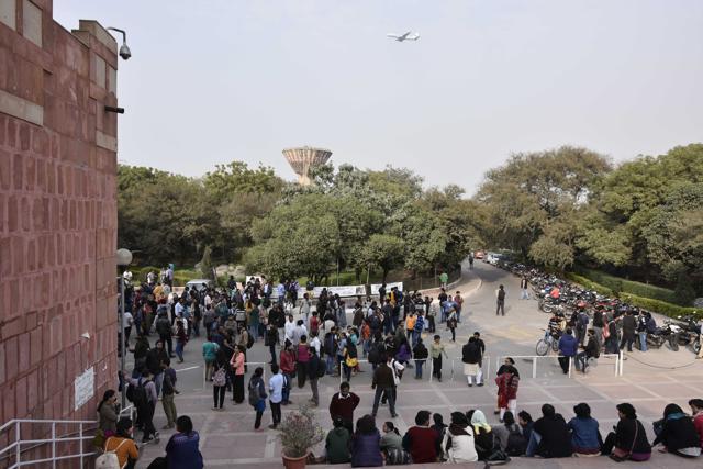 JNU Students during protest at JNU Campus against JNU Presidents Kanhaiya arrest by Delhi Police in New Delhi on February 12, 2016. (Arun Sharma/HT File Photo) JNU Students during protest at JNU Campus against JNU Presidents Kanhaiya arrest by Delhi Police in New Delhi on February 12, 2016. (Arun Sharma/HT File Photo)