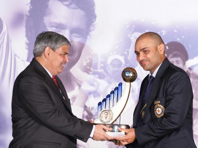 Sehwag at a BCCI award ceremony in Mumbai in February 2009. (Anshuman Poyrekar/HT Photo) 