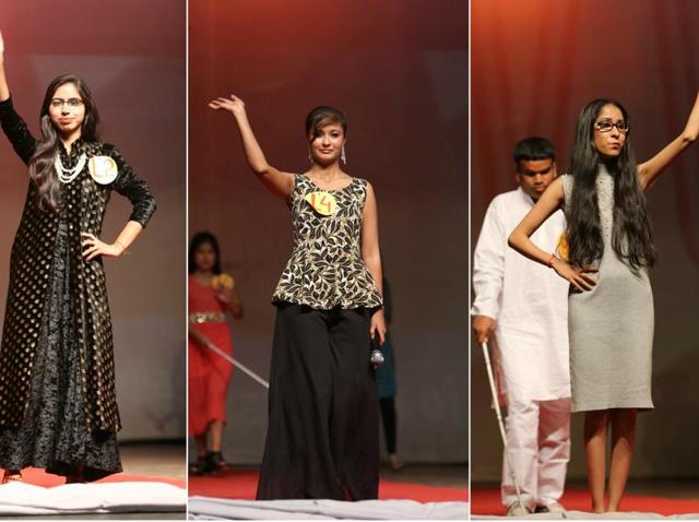 Visually impaired youngsters walked the ramp at Ujjwala, a festival by National Association for Blind (NAB) at IIT, Delhi.(Prabhas Roy/HT Photo) Visually impaired youngsters walked the ramp at Ujjwala, a festival by National Association for Blind (NAB) at IIT, Delhi.(Prabhas Roy/HT Photo)