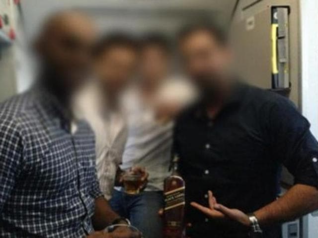 In September, the aviation regulator had asked low-cost carrier IndiGo to investigate four pilots who had posed for a photograph with a whisky bottle inside an aircraft, citing safety concerns.(Facebook photo) In September, the aviation regulator had asked low-cost carrier IndiGo to investigate four pilots who had posed for a photograph with a whisky bottle inside an aircraft, citing safety concerns.(Facebook photo)