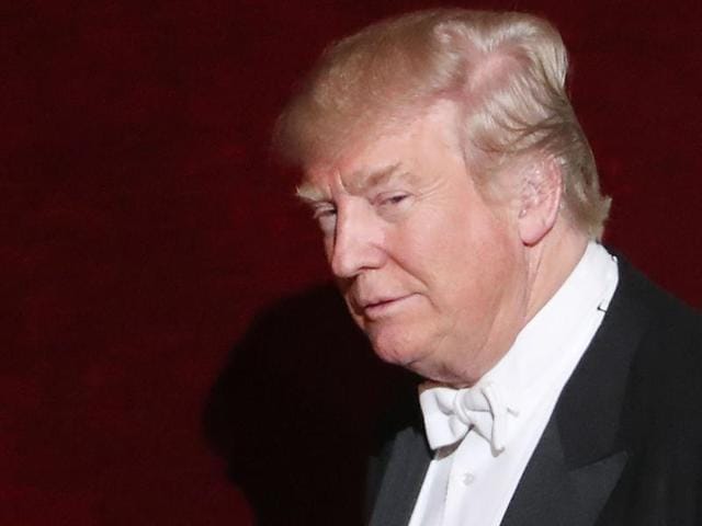Donald Trump walks onto the stage while attending the annual Alfred E Smith Memorial Foundation Dinner at the Waldorf Astoria in New York City.(AFP Photo) Donald Trump walks onto the stage while attending the annual Alfred E Smith Memorial Foundation Dinner at the Waldorf Astoria in New York City.(AFP Photo)