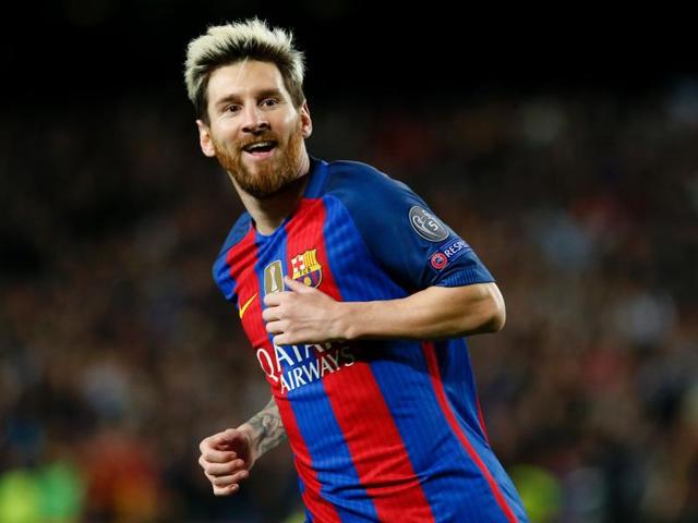 Barcelona's Lionel Messi scored a hat-trick in Barcelona’s 4-0 thrashing of Manchester City in the Champions League on Wednesday. (AP) Barcelona's Lionel Messi scored a hat-trick in Barcelona’s 4-0 thrashing of Manchester City in the Champions League on Wednesday. (AP)