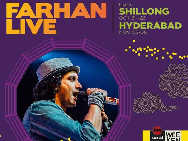 Farhan most croons his movie songs but of late he has began writing songs for his live performances too. (nh7weekender/Facebook) Farhan most croons his movie songs but of late he has began writing songs for his live performances too. (nh7weekender/Facebook)