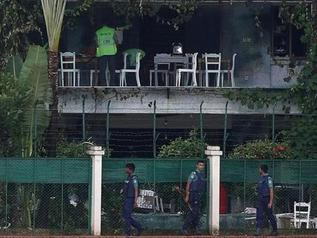 File photo of policemen patrolling outside the Holey Artisan Bakery after gunmen attacked in Dhaka. (Reuters File Photo) File photo of policemen patrolling outside the Holey Artisan Bakery after gunmen attacked in Dhaka. (Reuters File Photo)