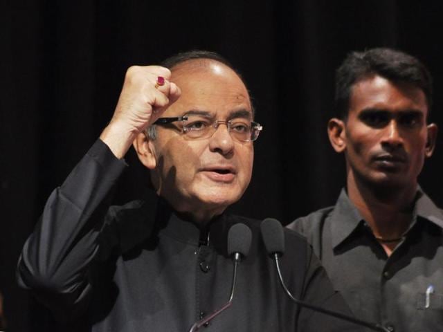 Union finance minister Arun Jaitley addresses a gathering during an event organised by the BJP in Dehradun. (Vinay Santosh Kumar/ HT Photo) Union finance minister Arun Jaitley addresses a gathering during an event organised by the BJP in Dehradun. (Vinay Santosh Kumar/ HT Photo)