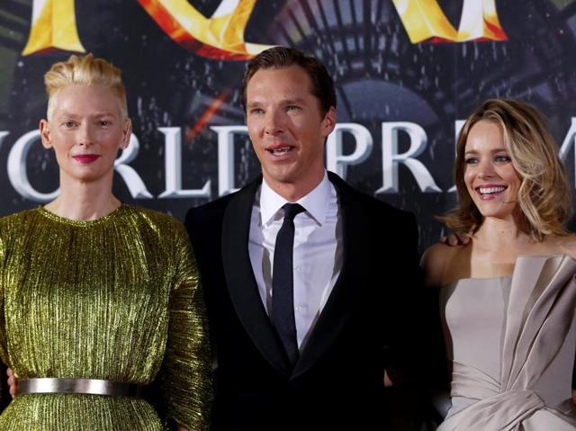 Cast members Benedict Cumberbatch, Tilda Swinton (L) and Rachel McAdams pose at the premiere of Doctor Strange. (REUTERS) 