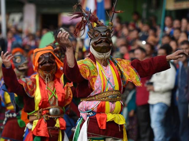 Tawang in Arunachal Pradesh is hosting a three-day cultural festival called the Tawang Festival (Oct 21-23). Men dance during the opening ceremony on October 21, 2016. (AFP)