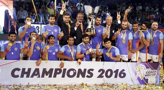 Indian players celebrate with the winning trophy after beating Iran. (PTI) Indian players celebrate with the winning trophy after beating Iran. (PTI)