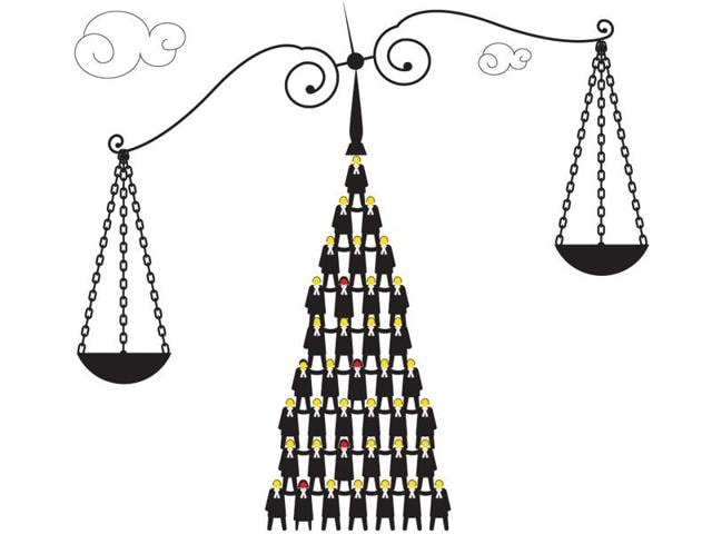 At the entry level, in law schools and the profession, the ratio of men and women is about 50-50, with women even outnumbering men in some areas. However, as one moves towards the top the number of women starts to drop for various reasons, say lawyers. (Anand Kumar Sinha) At the entry level, in law schools and the profession, the ratio of men and women is about 50-50, with women even outnumbering men in some areas. However, as one moves towards the top the number of women starts to drop for various reasons, say lawyers. (Anand Kumar Sinha)