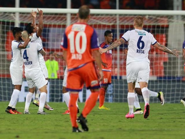 FC Pune City rescued a point late in the game after Anibal Rodriguez scored from a free-kick in the 82nd minute. (Photo: ISL) FC Pune City rescued a point late in the game after Anibal Rodriguez scored from a free-kick in the 82nd minute. (Photo: ISL)