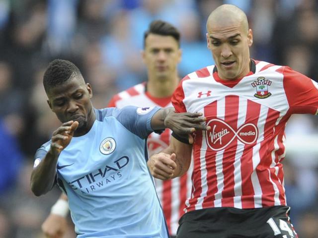 Manchester City's David Silva in action with Southampton's James Ward-Prowse. (REUTERS) Manchester City's David Silva in action with Southampton's James Ward-Prowse. (REUTERS)