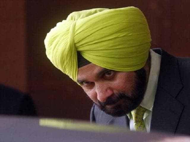 Former BJP MP Navjot Singh Sidhu at Parliament House during parliament session.(HT File Photo)