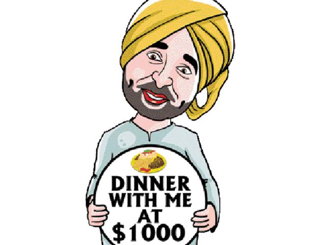 A fund-raising dinner has been scheduled in Surrey, Canada, on November 6 for which the cost of coupons for two persons for dinner with Mann is Canadian $1,000 (equivalent to Rs 50,000) whereas the normal entry ticket cost is $100. (Illustration by Daljeet Kaur Sandhu) A fund-raising dinner has been scheduled in Surrey, Canada, on November 6 for which the cost of coupons for two persons for dinner with Mann is Canadian $1,000 (equivalent to Rs 50,000) whereas the normal entry ticket cost is $100. (Illustration by Daljeet Kaur Sandhu)