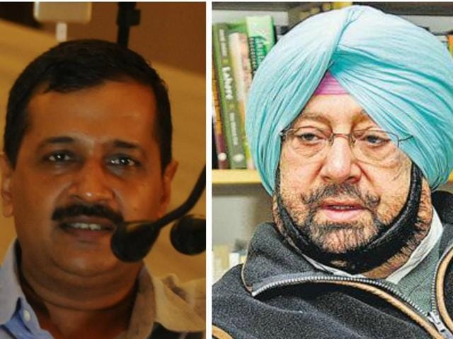 Aam Aadmi Party convener Arvind Kejriwal and Punjab Congress president Capt Amarinder Singh.(HT File Photos)