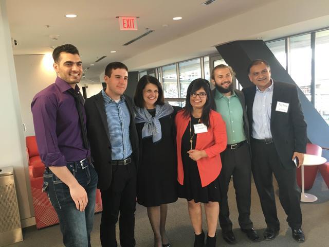 Prerna Gandhi (third from right) with her professors at the University of Cincinnati in Ohio, US. (HT photo)