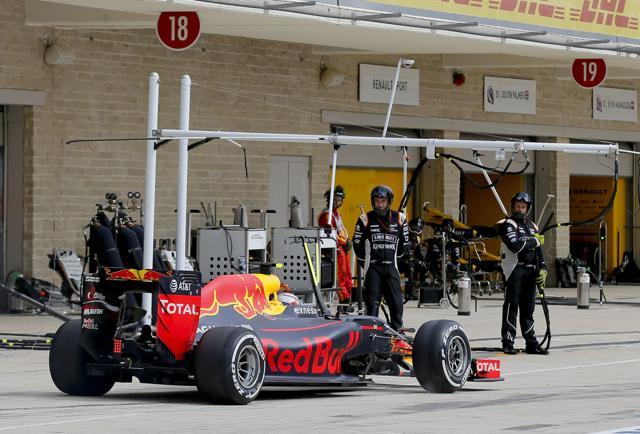 Verstappen pitted with his crew not ready, and retired with engine failure three laps later. (AP) Verstappen pitted with his crew not ready, and retired with engine failure three laps later. (AP)