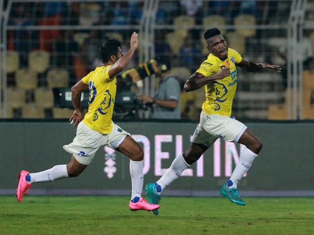 Kervens Belfort of Kerala Blasters scored the second goal. (ISL/SPORTZPICS) Kervens Belfort of Kerala Blasters scored the second goal. (ISL/SPORTZPICS)