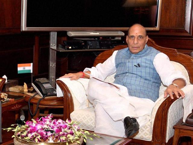 Union home minister Rajnath Singh with president of the national security agency of Bahrain, Sheikh Talal bin Mohammed bin Khalifa Al-Khalifa, in a meeting in New Delhi on Friday. (PTI FIle Photo) Union home minister Rajnath Singh with president of the national security agency of Bahrain, Sheikh Talal bin Mohammed bin Khalifa Al-Khalifa, in a meeting in New Delhi on Friday. (PTI FIle Photo)