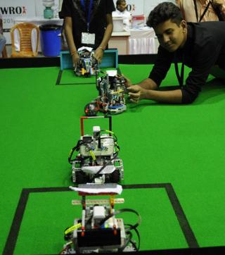 A participant demonstrated the soccer skills of his robot. This is the first time World Robot Olympiad will be organised in India. (Subhankar Chakraborty) A participant demonstrated the soccer skills of his robot. This is the first time World Robot Olympiad will be organised in India. (Subhankar Chakraborty)