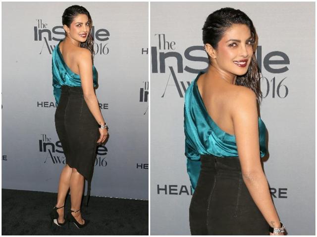 At first glance, the asymmetrical teal and black look Priyanka Chopra wore to the 2016 InStyle Awards may seem like an unexpected choice, but a closer look at the beauty’s red carpet frock indeed proved she knows a thing or two about fashion. (AFP) At first glance, the asymmetrical teal and black look Priyanka Chopra wore to the 2016 InStyle Awards may seem like an unexpected choice, but a closer look at the beauty’s red carpet frock indeed proved she knows a thing or two about fashion. (AFP)