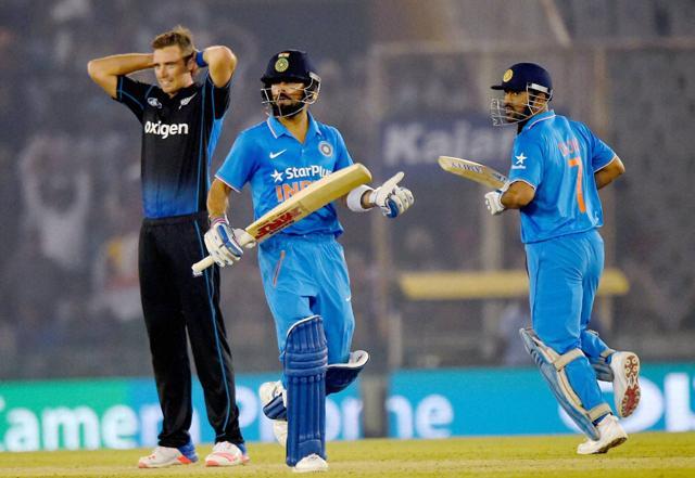 Kohli and Dhoni’s 151-run partnership saw India overhaul a challenging target with relative ease. (PTI)