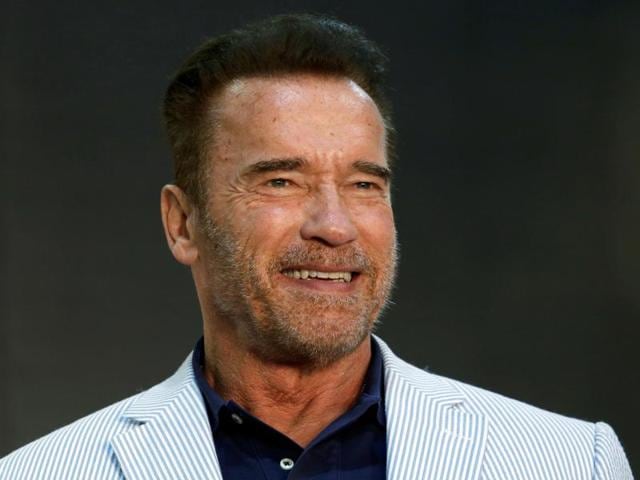 Arnold Schwarzenegger arrives at the Los Angeles Dodgers Foundation Blue Diamond Gala at Dodger Stadium, in Los Angeles.(AFP)