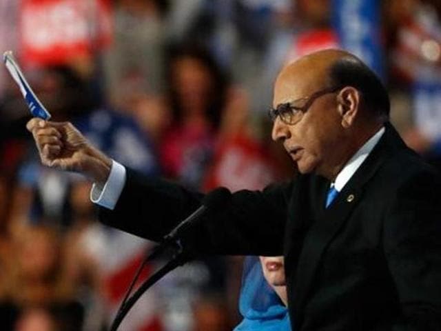 Khizr Khan speaks at the Democratic National Convention in Philadelphia in July. (AFP) Khizr Khan speaks at the Democratic National Convention in Philadelphia in July. (AFP)