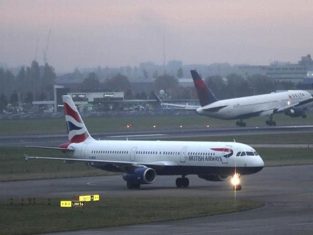 A British Airways aircraft taxis in the early morning at Heathrow airport in west London, Britain.(REUTERS) A British Airways aircraft taxis in the early morning at Heathrow airport in west London, Britain.(REUTERS)