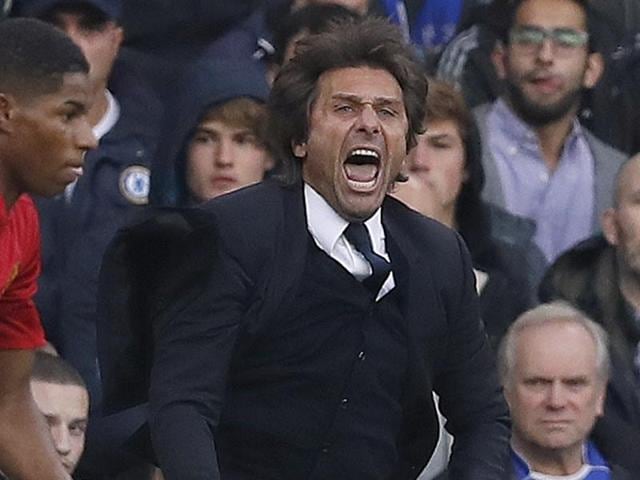 The Italian urged Chelsea fans to ramp up the volume following the fourth goal in the 4-0 win over Manchester United. (REUTERS) The Italian urged Chelsea fans to ramp up the volume following the fourth goal in the 4-0 win over Manchester United. (REUTERS)