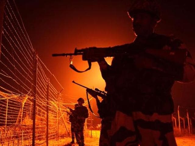 A man cleans his house damaged in firing, allegedly from the Pakistan side of the border, at Abdullian village in RS Pura, on October 24, 2016.(Nitin Kanotra / HT Photo) A man cleans his house damaged in firing, allegedly from the Pakistan side of the border, at Abdullian village in RS Pura, on October 24, 2016.(Nitin Kanotra / HT Photo)