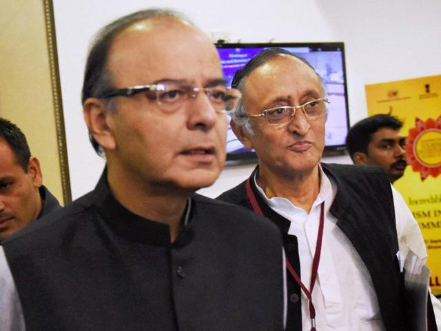 Union finance minister Arun Jaitley (right) with revenue secretary Hasmukh Adhia during the third meeting of the GST Council in New Delhi (PTI file) Union finance minister Arun Jaitley (right) with revenue secretary Hasmukh Adhia during the third meeting of the GST Council in New Delhi (PTI file)