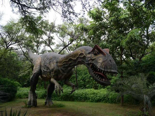 Another life-sized model of a dinosaur. Aalia rescued the egg and it now has pride of place among her collection of prehistoric fossils, part of a lifelong legacy of protecting the dinosaur remains on the land her family once ruled over. (AFP)