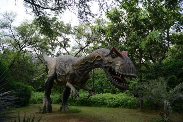 A life-sized model of a dinosaur at the Dinosaur and Fossil Park at Indroda, Gandhinagar. (AFP Photo) A life-sized model of a dinosaur at the Dinosaur and Fossil Park at Indroda, Gandhinagar. (AFP Photo)