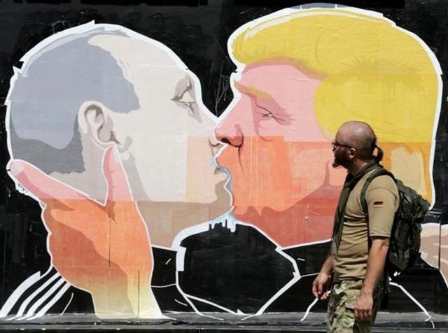 This graffiti, in Vilnius, Lithuania, has inspired many memes in the US presidential election.(REUTERS FILE) This graffiti, in Vilnius, Lithuania, has inspired many memes in the US presidential election.(REUTERS FILE)