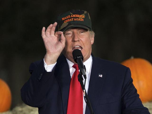 Republican presidential candidate Donald Trump speaks during a rally at the Antique Car Museum property on Tuesday. (AFP) Republican presidential candidate Donald Trump speaks during a rally at the Antique Car Museum property on Tuesday. (AFP)