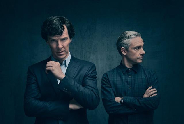 Benedict Cumberbatch and Martin Freeman reprise their roles as Sherlock Holmes and Dr John Watson for the fourth season. (BBC)