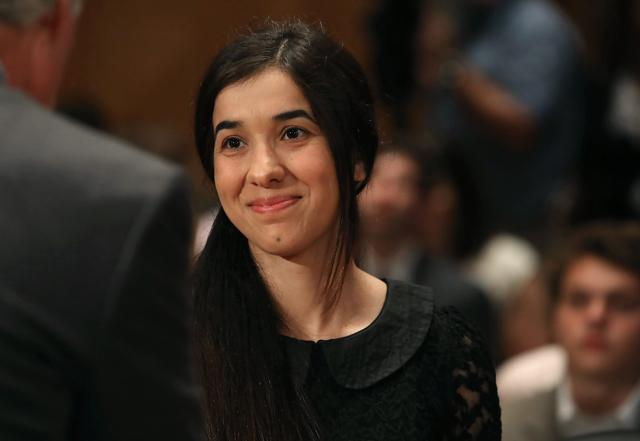 Nadia Murad (left) and Lamiya Aji Bashar were among thousands of women and girls abducted, tortured and sexually abused by Islamic State fighters after the militants rounded up Yazidis in the village of Kocho, near Sinjar in northwest Iraq, in 2014 (AP) Nadia Murad (left) and Lamiya Aji Bashar were among thousands of women and girls abducted, tortured and sexually abused by Islamic State fighters after the militants rounded up Yazidis in the village of Kocho, near Sinjar in northwest Iraq, in 2014 (AP)
