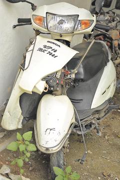 The two-wheeler the teacher was riding at the time of accident. (Sakib Ali) The two-wheeler the teacher was riding at the time of accident. (Sakib Ali)