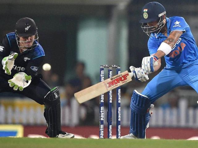 BJ Watling takes a catch to dismiss Virat Kohli. (PTI)