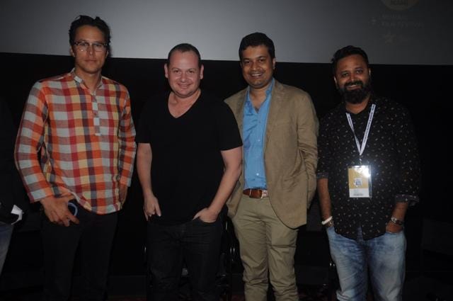 Cary Fukunaga, Gideon Raff, Gaurav Banerjee and Nikkhil Advani arrive to attend the screening of Nikkhil Advani`s TV show P.O.W. Bandi Yuddh Ke at the Jio MAMI 18th Mumbai Film Festival, in Mumbai. (IANS)