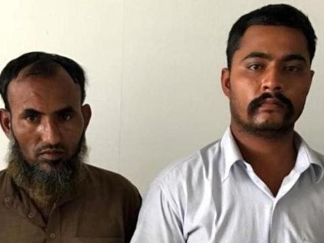 Maulana Ramzan and Subhash Jangid, the two Indian citizens arrested by Delhi Police from Naguar on charges of spying for Pakistan’s ISI.(HT Photo)
