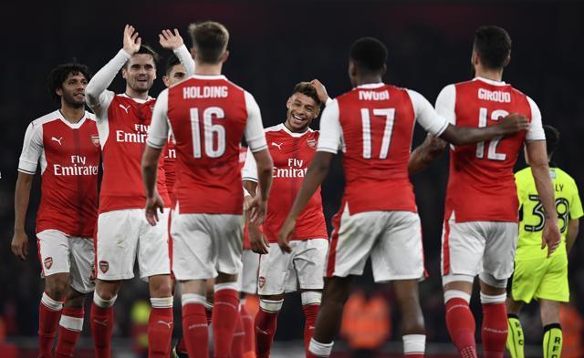 Arsenal bounced back from a draw against Middlesbrough with an easy win over Reading. (REUTERS) Arsenal bounced back from a draw against Middlesbrough with an easy win over Reading. (REUTERS)