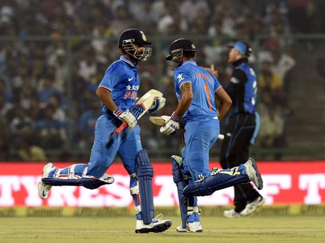 Pandey, left, can inflict considerable damage when the ball is new and hard. Rahane can steady the ship in case there is too much of a wobble at the top. (AFP) Pandey, left, can inflict considerable damage when the ball is new and hard. Rahane can steady the ship in case there is too much of a wobble at the top. (AFP)