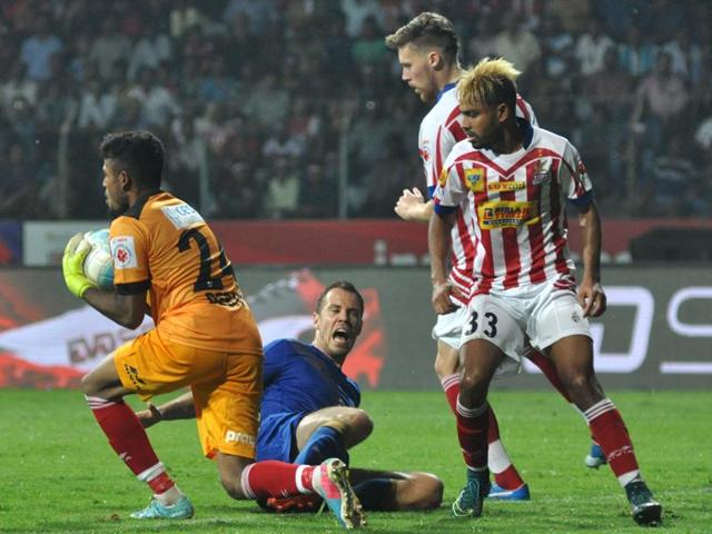 Atletico de Kolkata suffered their first loss of the season when they went down fighting to Mumbai City FC on Tuesday. (AFP) Atletico de Kolkata suffered their first loss of the season when they went down fighting to Mumbai City FC on Tuesday. (AFP)